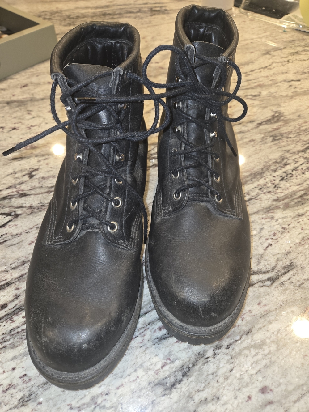 Chippewa Vintage Indian Motorcycle Black Leather Lace-Up Boots Men's 9